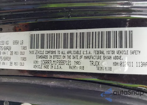 2015 Ram 1500 Lone Star from USA, damaged, VIN 1C6RR7LM1FS597121